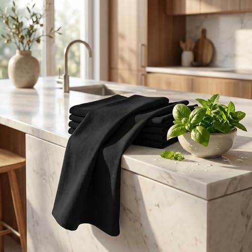 Urban Villa Kitchen Towels Cotton Dish Towels 20”x30” Black - Image 6
