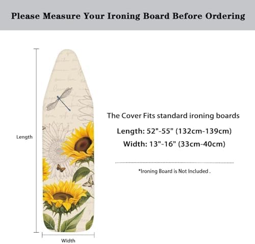 DISNIMO Sunflower Dragonfly Ironing Board Cover Extra Thick Heavy Duty Pad - Image 6
