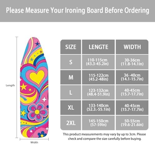 Hippie Floral Love Print Ironing Board Cover Hook & Loop Elastic Edge Easy to - Image 6