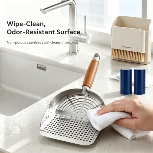Cat Litter Scoop with Holder, 4‑in‑1 304 Stainless Steel Rust‑Proof Litter - Image 4