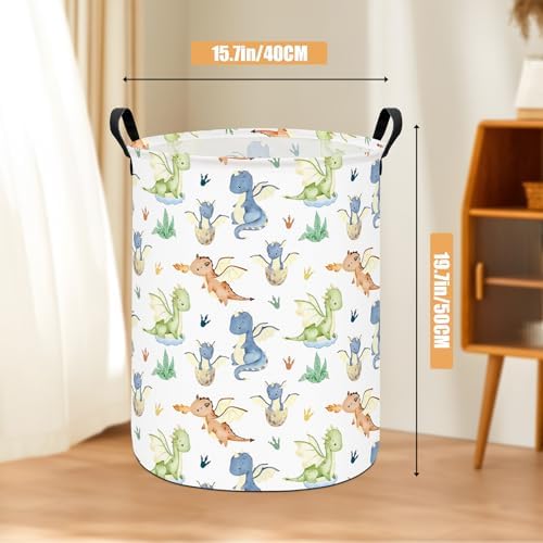 Round Laundry Basket Collapsible Storage Hamper Parent-child Dragon - Image 2