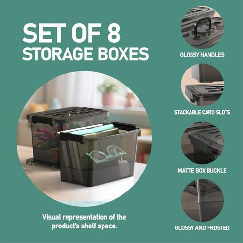 8-Pack Clear Black Plastic Storage Bins - Image 5