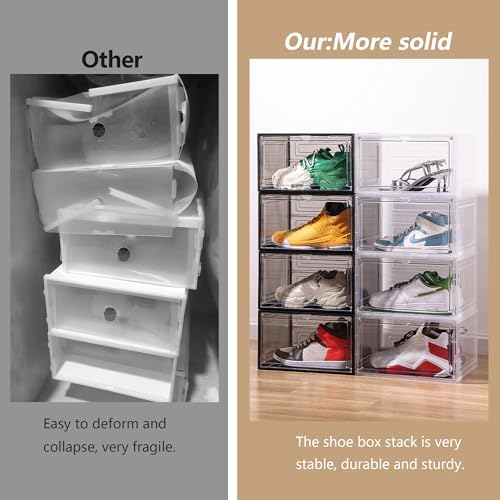 Attelite Large Shoe Boxes 6 Pack Drop Side Shoe Storage Container Stackable - Image 4