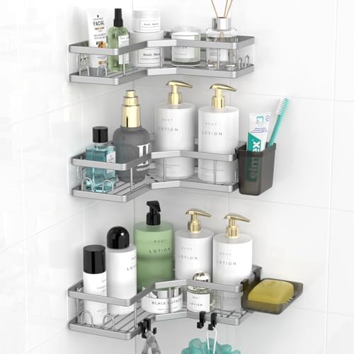 AKTECKE Corner Shower Caddy Bathroom Organizer: Adhesive Shower Rack Bathtub by AKTECKE