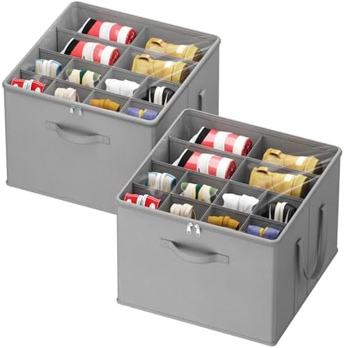 Lifewit Shoe Storage Organizer for Closet, Holder Box, 2 Pack, Light Gray by Lifewit