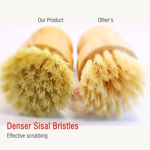 5-Pcs Bamboo Vegetable Brush, Natural Bristle Dish Brush - Image 6
