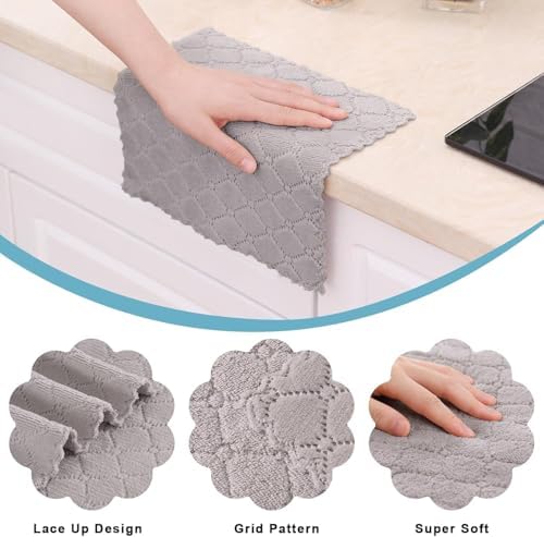 Homaxy 12 Pack Super Soft & Absorbent Dish Cloths - Image 2