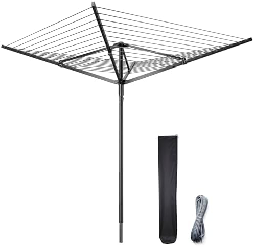 Enayplon 4-Arm Umbrella Clothes Drying Rack, 164 FT Rotary Outdoor Clothesline by Unknown