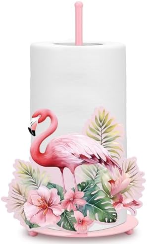 Shimeyao Pink Flamingo Metal Paper Towel Holder Farmhouse Tropical Flamingo by Shimeyao