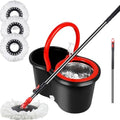 Spin Mop and Bucket with Wringer Set, 360° Spinning Mop Bucket System with 3 by HYZSWGC