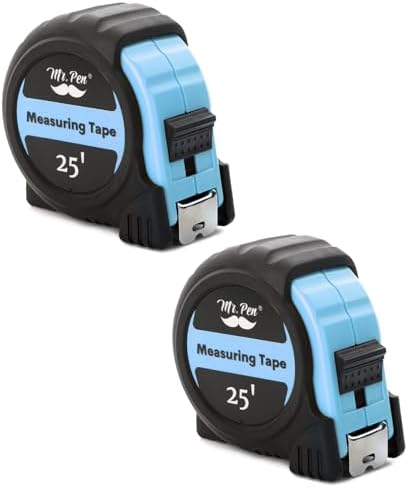 Mr. Pen- Retractable Tape Measure 25 ft, 2 Pack, Sky Blue, Easy Read by MrPen
