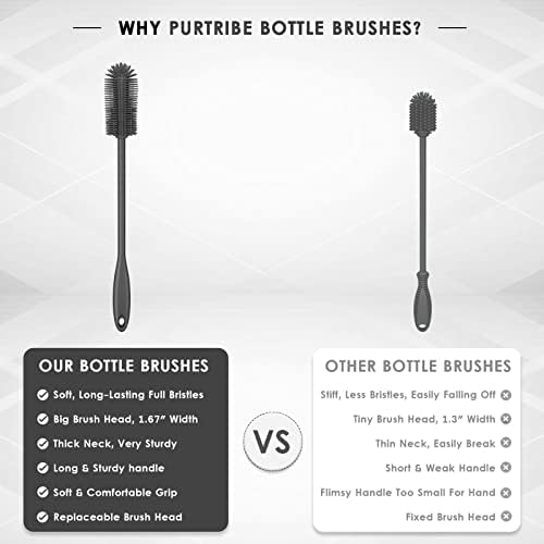 Silicone Bottle Brush, Long Handle Bottle Cleaner Brush - Image 6