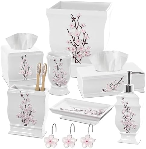 Vanda Cherry Blossom White Square Resin Tissue Box Cover - Image 5
