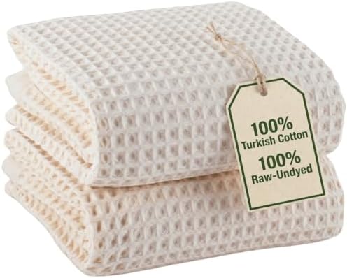 PÜSKÜL Natural 100% Turkish Cotton Waffle Bath Towels Set of 2, Extra-Large by P%C3%BCsk%C3%BClTextile