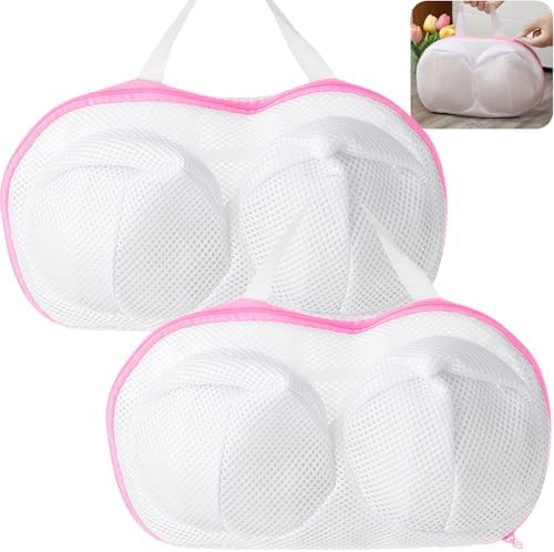 2 Pack Large Bra Washing Bags for Laundry, Delicate Bag for Washing Machine by KISYONGUS