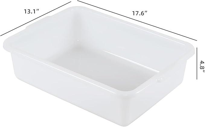 12 Packs 13 L Commercial Tote Box, Food Service Bus Tub Trays, White