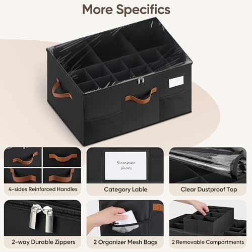Shoe Organizer for Closet, Adjustable Storage Box Holds 24 Pairs - Image 4