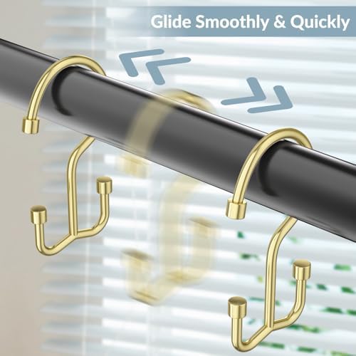 OEH Shower Curtain Hooks, Durable Gold Shower Curtain Hooks Rust Proof - Image 5