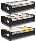 Under Bed Storage with Wheels 3Pack Storage Containers with Clear Window by SpaceHacks