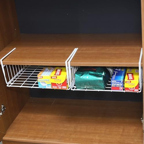Simple Houseware 2-Pack Under Shelf Wire Metal Basket Shelf - Image 5