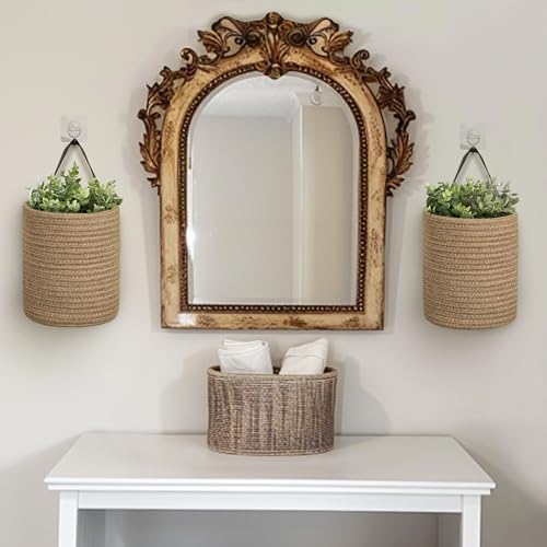 Hanging Basket 2 Pack, Small Wicker Wall Baskets - Image 6