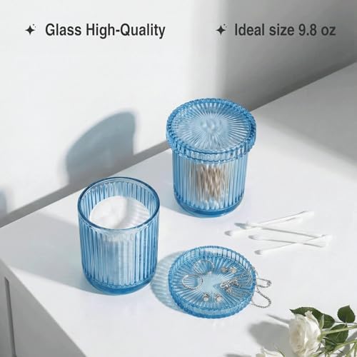 Blue Thick Glass Bathroom Qtip Holder, 2 Pack - Image 4