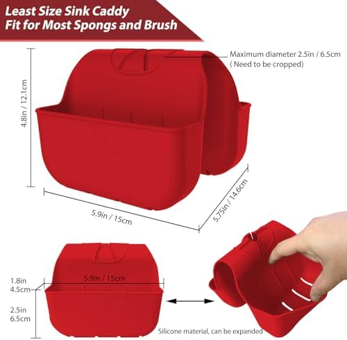 Sponge Holder for Kitchen Sink, Silicone Sink Saddle Caddy Organizer Rack - Image 3