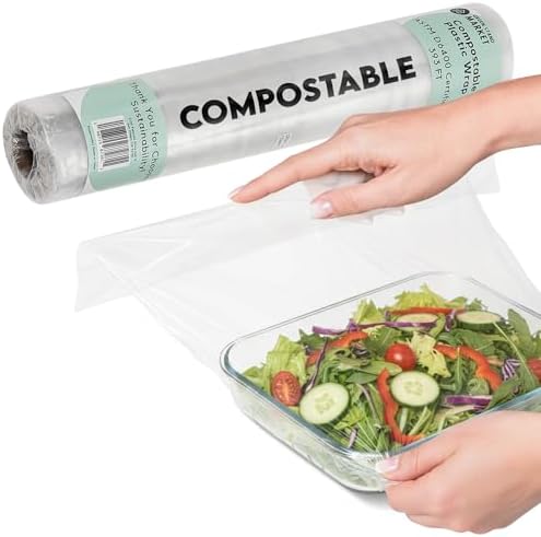 Compostable Plastic Wrap for Food Refill Roll, 400 Sq Ft, ASTM D6400 by GreenStandMarket