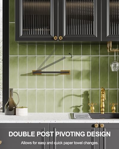 Paper Towel Holder Under Cabinet Self Adhesive Black & Gold - Image 4