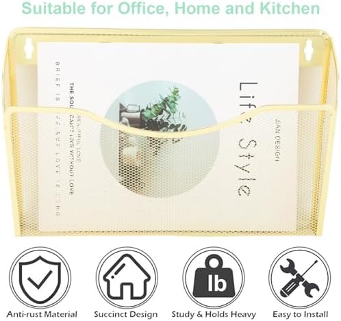 EASEPRES 3 Single Pocket Mesh Hanging File Organizer, Vertical Wall Mounted - Image 5