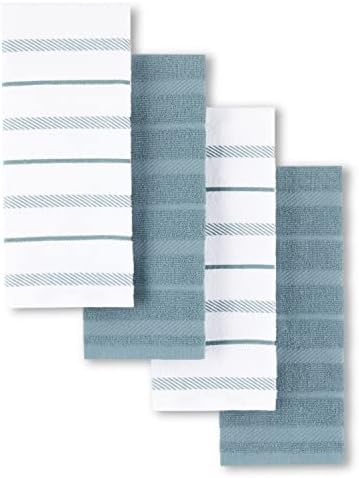 KitchenAid Albany Kitchen Towel 4-Pack Set, Fog Blue/White by KitchenAid