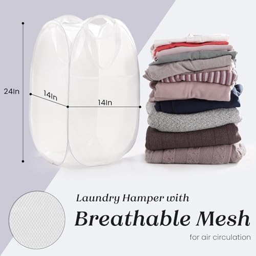 TECHMILLY Collapsible Mesh Pop Up Laundry Hamper - Image 5