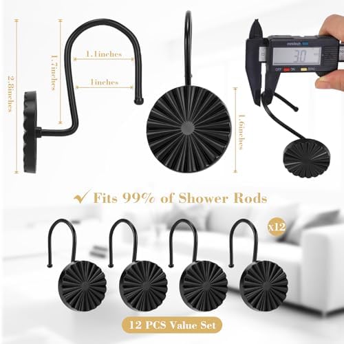 Metal Shower Curtain Hooks, Rust-Resistant Hooks - Image 3