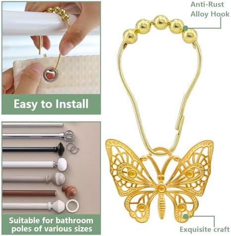 Decorative Shower Curtain Hooks, Rustproof Shower Curtain Hanger Clips - Image 4