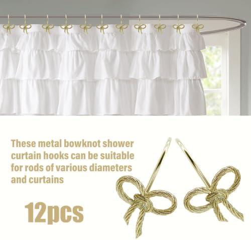 Bow Decorative Shower Curtain Hooks, Rustproof Metal Bowknot Shower Curtain - Image 5