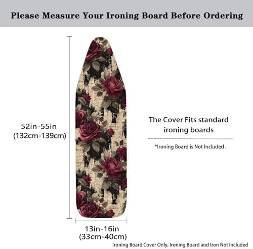 Red Rose Ironing Board Cover 15x54 Inches Standard Retro Newspaper Ironing - Image 3