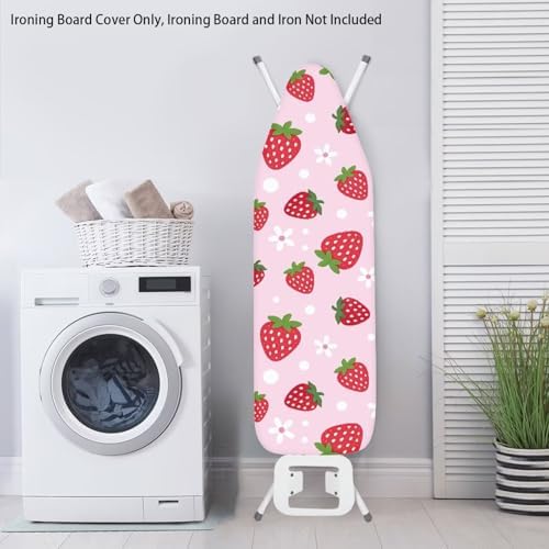 Pink Strawberry Ironing Board Cover Stain Resistant Polka Dot Daisy Iron Board - Image 4