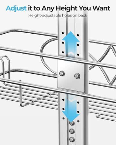 ODesign 2 Tier Aluminum Shower Caddy Rustproof Hanging Adjustable Silver - Image 7