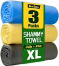3 Pack Premium XL Shammy Cloth for Car Drying, 34”x25” Chamois Towel for Car by YesBes