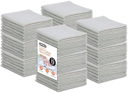 Superio Cotton Terry Washcloths Grey Towels 100% Cotton Cleaning Cloth Rags by Superio
