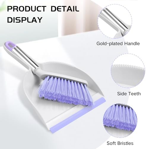 NACENA Mini Broom and Dustpan Set, Small Dust Pan and Brush Set, Light&Purple - Image 5