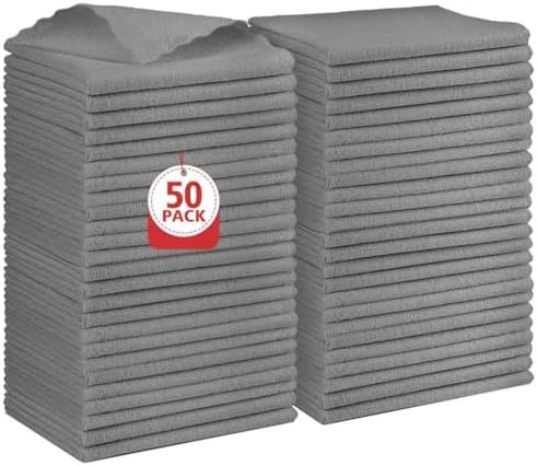 Orighty Microfiber Cleaning Cloth Bulk, 50 Pack Shop Towels 12x12 in by AllRightinOrighty