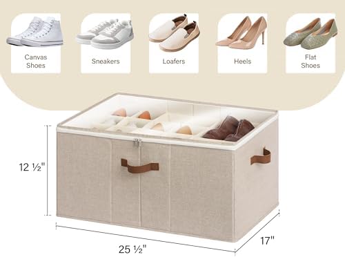 StorageWorks 24-Pair Large Shoe Storage Box, Adjustable Dividers - Image 3
