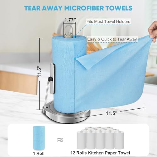 AIDEA Microfiber Cleaning Cloth Roll-75PK, Shop Rags Blue 11.5"×11.5" - Image 3