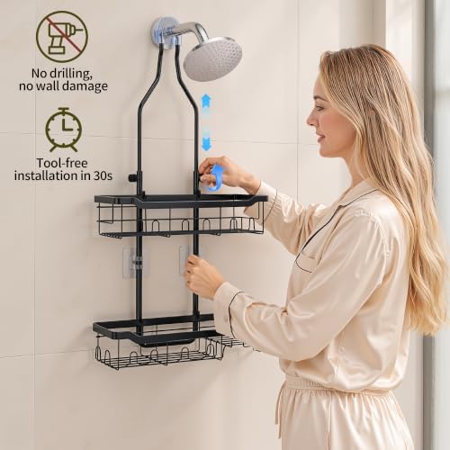 Adjustable Shower Caddy Hanging Rustproof: Tool-free Height Adjustment - Image 4
