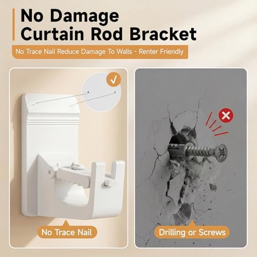 Universal Heavy Duty Curtain Rod Brackets, No Drill Curtain Rod Brackets - Image 4