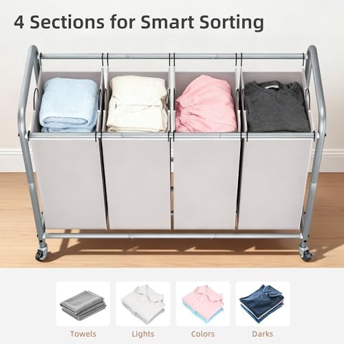 STORAGE MANIAC Laundry Sorter 4 Section, 47.5 Gal Laundry Hamper - Image 2