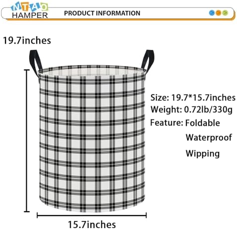 NTAOHAMPER Plaid Laundry Hamper, Laundry Basket, Baby Nursery Hamper, - Image 2