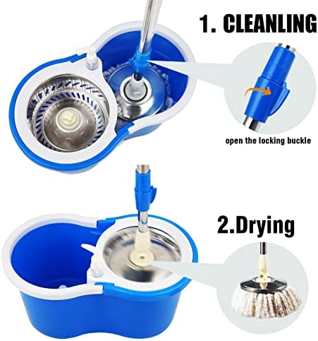 Spin Mop and Bucket with Wringer Set, 360° Mop and Bucket System with 3 - Image 5
