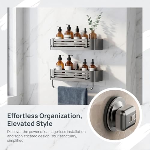 Shower Caddy Suction Cup 2 Pack, Square Shower Shelves - Image 3
